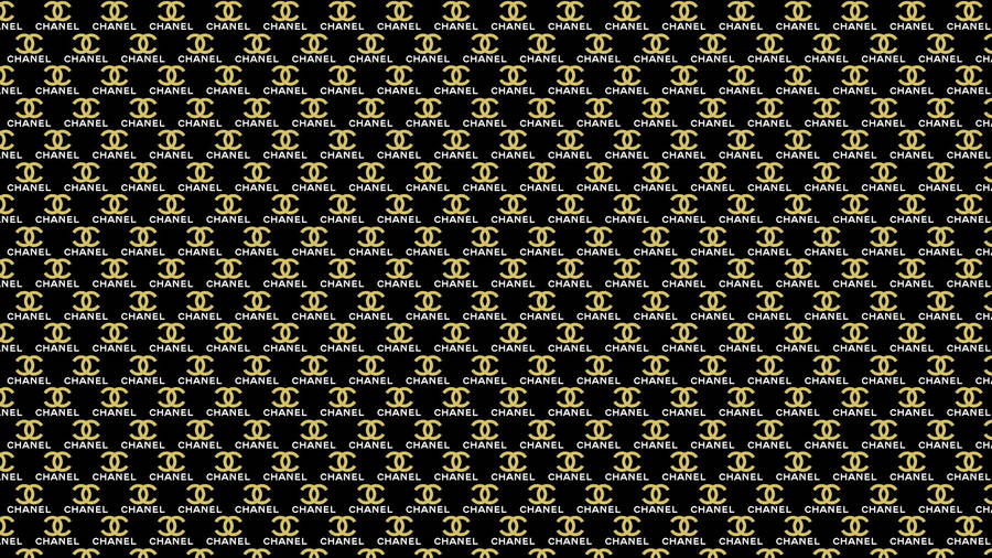 Gold Chanel Logo Patterns Wallpaper