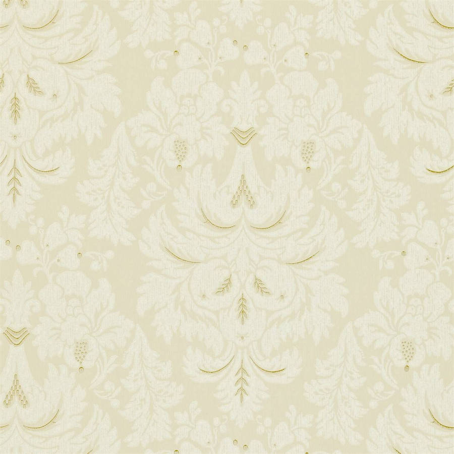 Gold Cream Floral Art Wallpaper