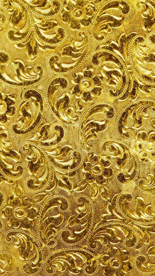 Gold Iphone Floral Carved Pattern Wallpaper