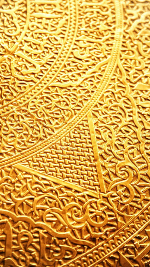 Gold Iphone Metal Carving Patterns Wallpaper