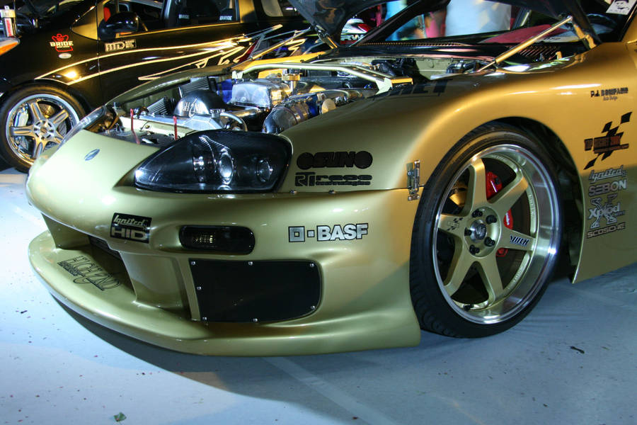 Gold Jdm Car Close Up Wallpaper