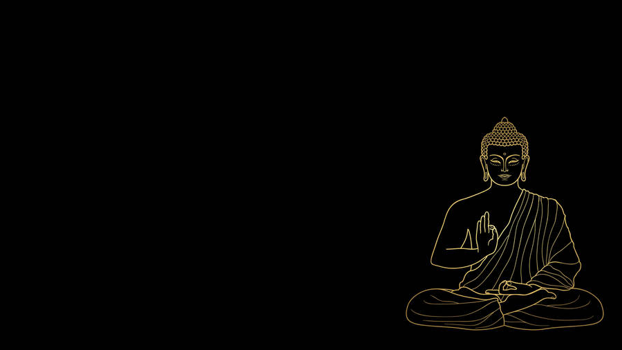 Gold Line Art Buddha Desktop Wallpaper