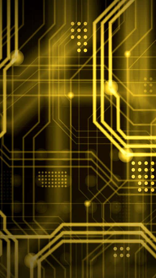 Golden Circuit Board Background Wallpaper