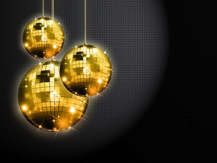 Golden Disco Balls Sparkling Lights Wallpaper