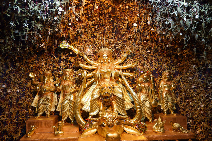 Golden Durga Devi Statue Wallpaper