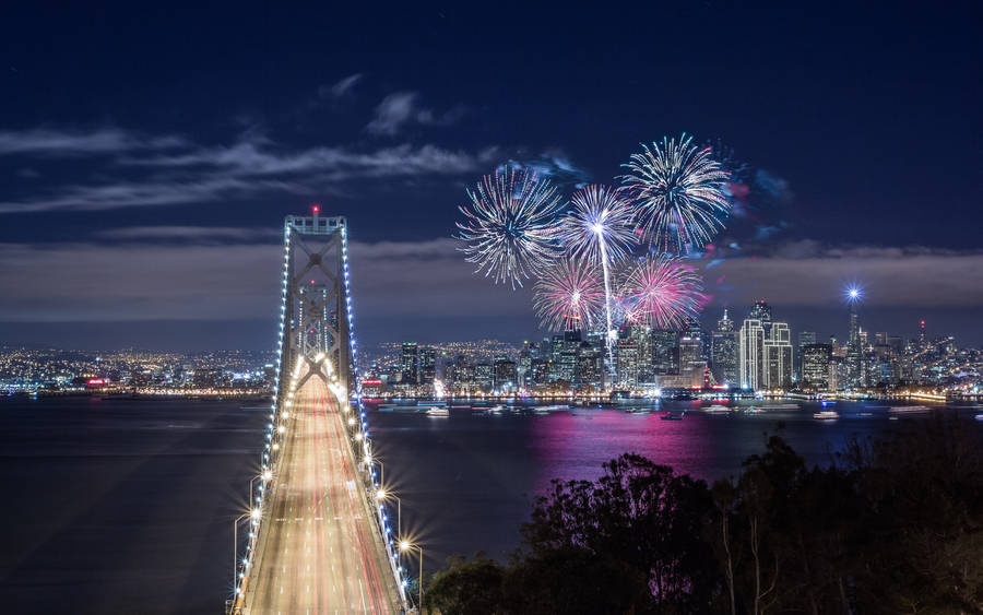 Golden Gate Bridge City Lights Wallpaper