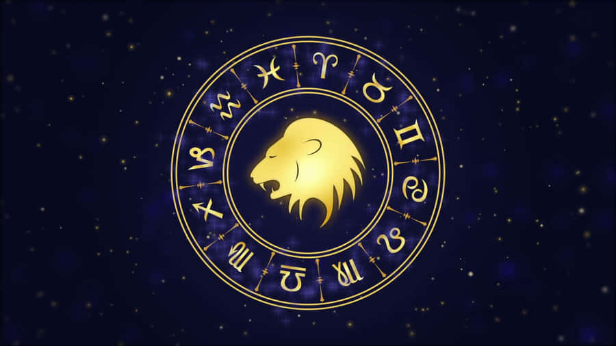 Golden Lion Leo Zodiac Wheel Wallpaper