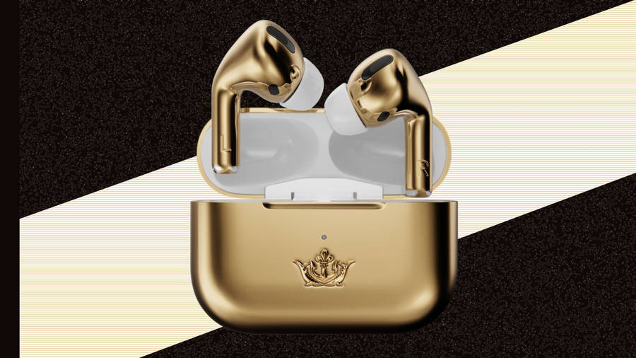 Golden Luxurious Airpods Wallpaper