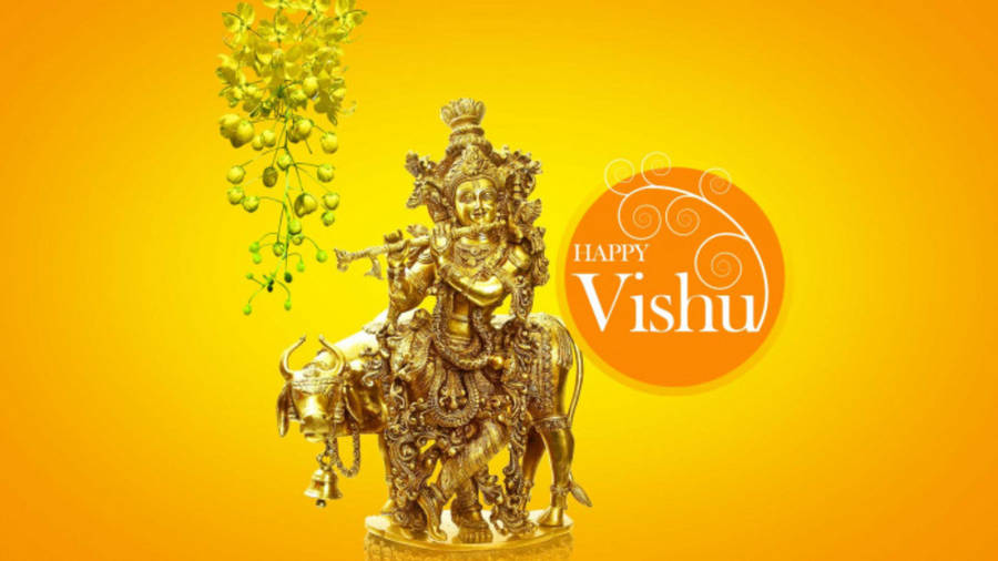 Golden Statue For Happy Vishu Celebration Wallpaper