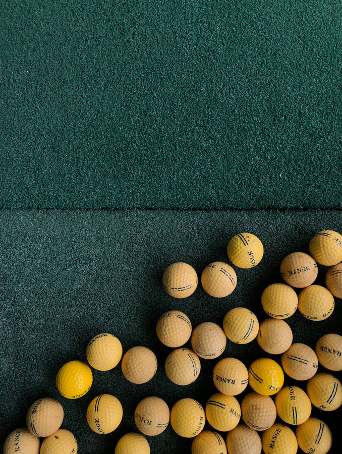 Golf, Balls, Lawn, Green, Yellow Wallpaper