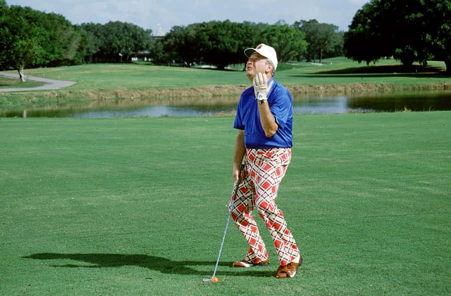 Golferin Plaid Pants Funny Pose Wallpaper