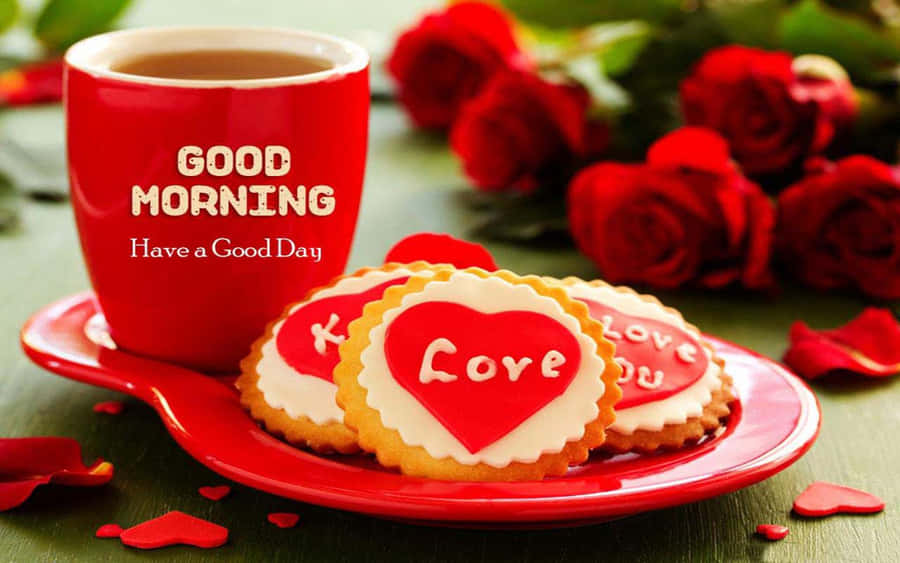 Good Morning Love Coffeeand Cookies Wallpaper