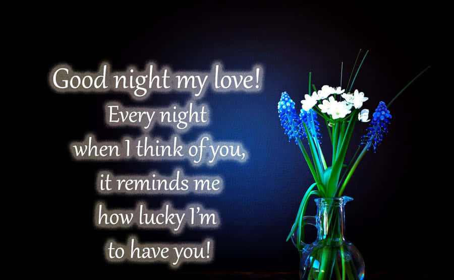 Good Night My Love Floral Message Wallpaper