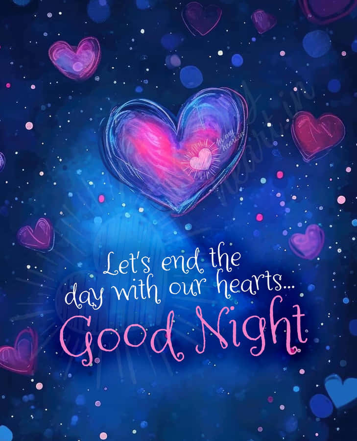 Good Night My Love Heart Illustration Wallpaper