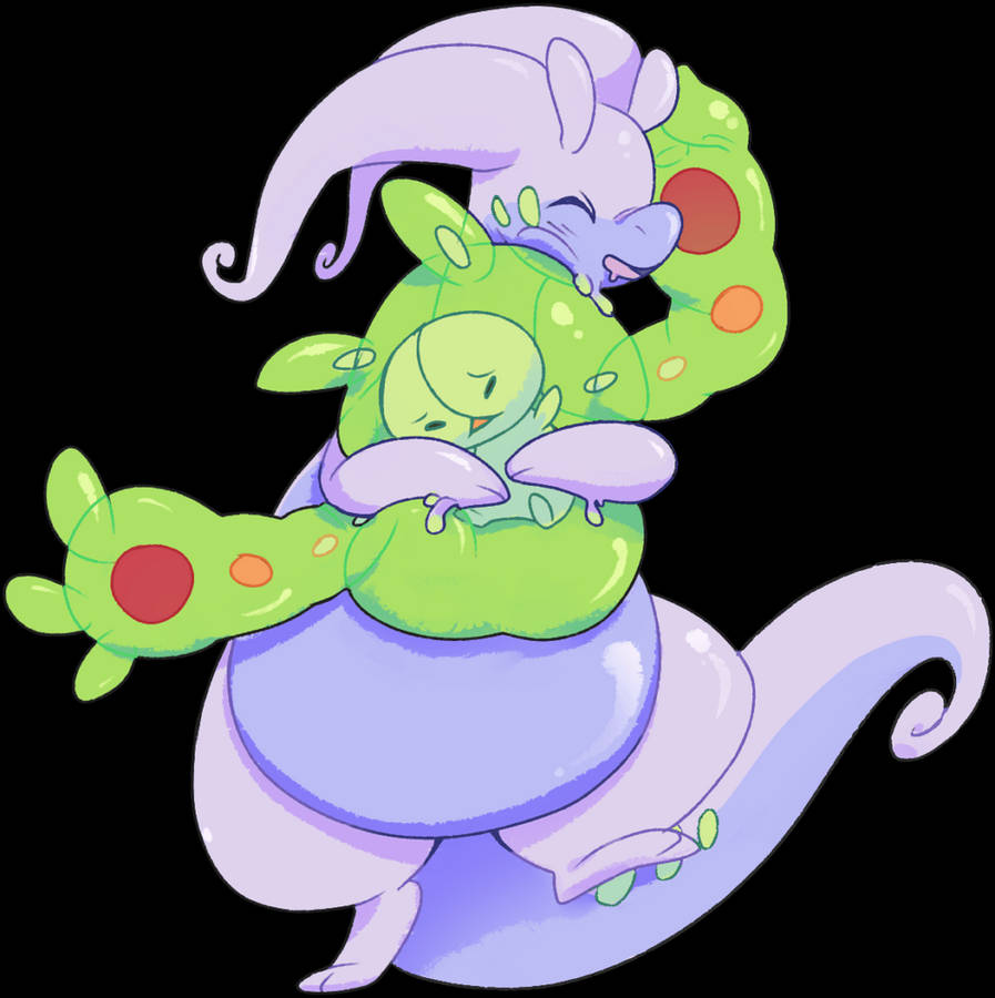 Goodra Hugging Other Pokemon Wallpaper