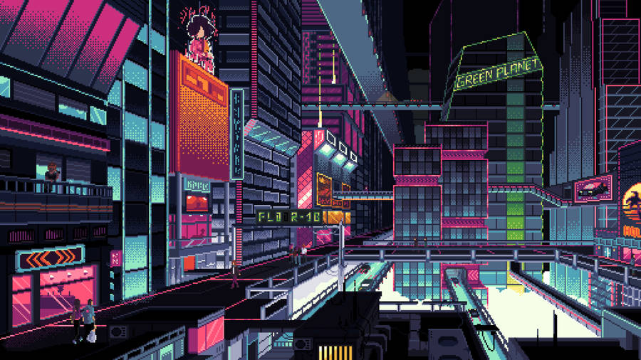 Google Pixel Desktop Futuristic Upside-down Buildings Wallpaper
