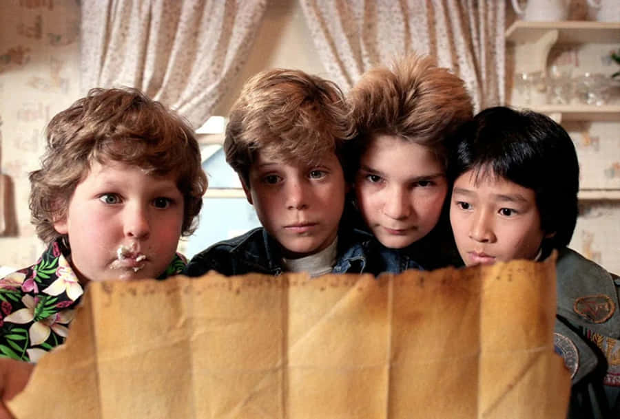 Goonies Group With Treasure Map Wallpaper