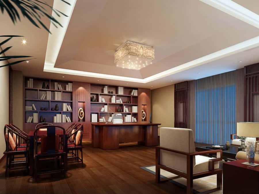 Gorgeous Home Office Wooden Aesthetic Theme Wallpaper