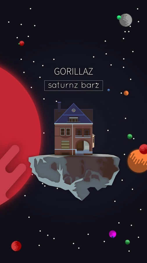 Gorillaz Iphone Saturn Barz Floating House Wallpaper