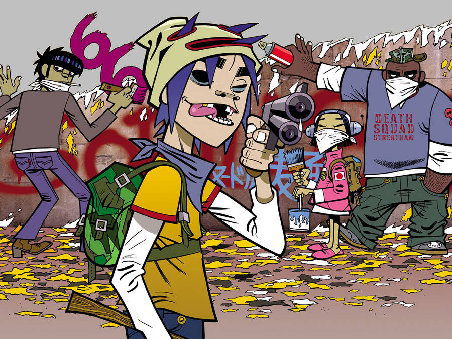 Gorillaz Wall Graffiti Hd Wallpaper