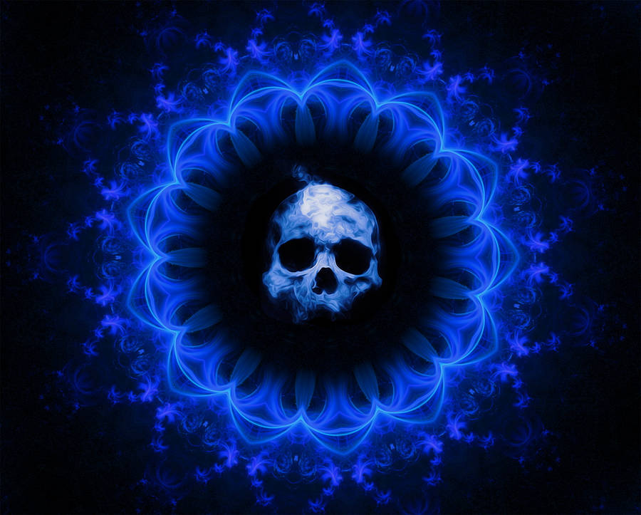 Gothic Blue Fire Skull Wallpaper