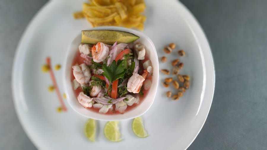 Gourmet Raw Fish Ceviche Bowl Wallpaper