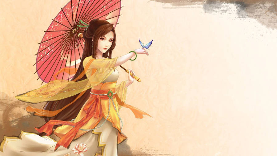 Graceful Asian Women In Traditional Attire Wallpaper