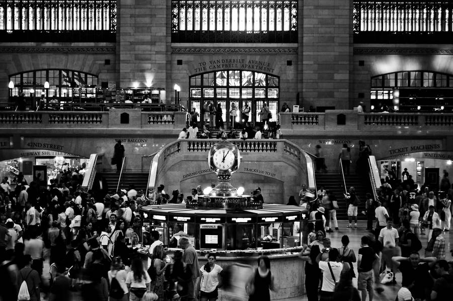 Grand Central Station Modern Black And White Wallpaper