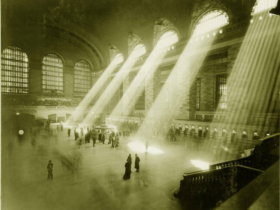 Grand Central Station Vintage Window Sunlight Wallpaper