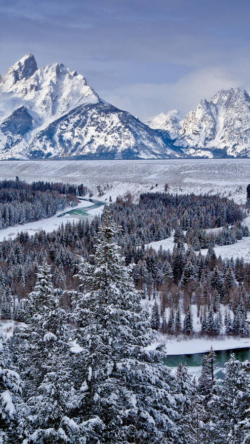 Grand Teton National Park Winter Aesthetic Wallpaper