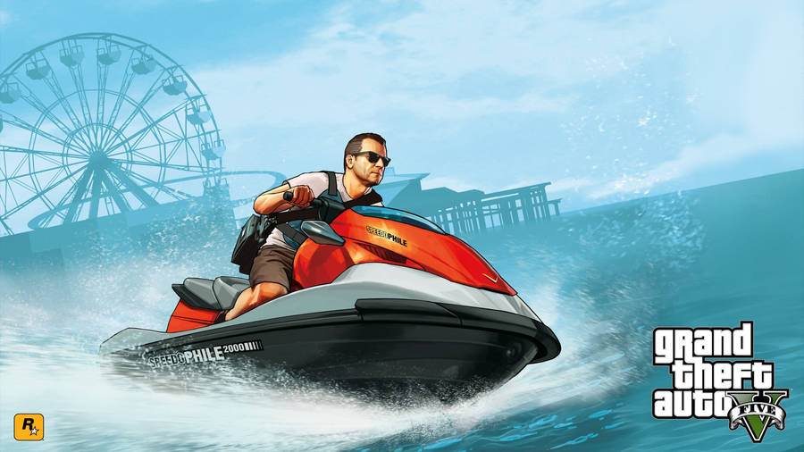 Grand Theft Auto Michael On Jet Ski Wallpaper