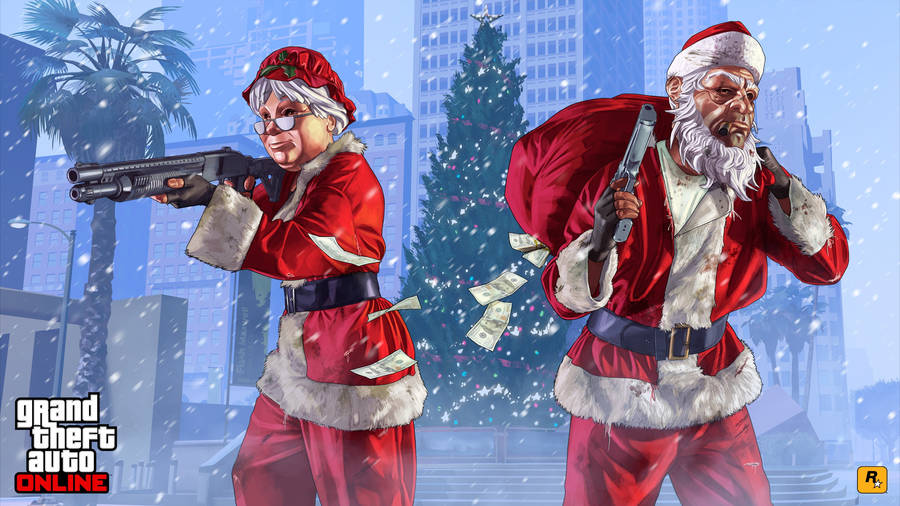 Grand Theft Auto Santa Bank Robbery Wallpaper