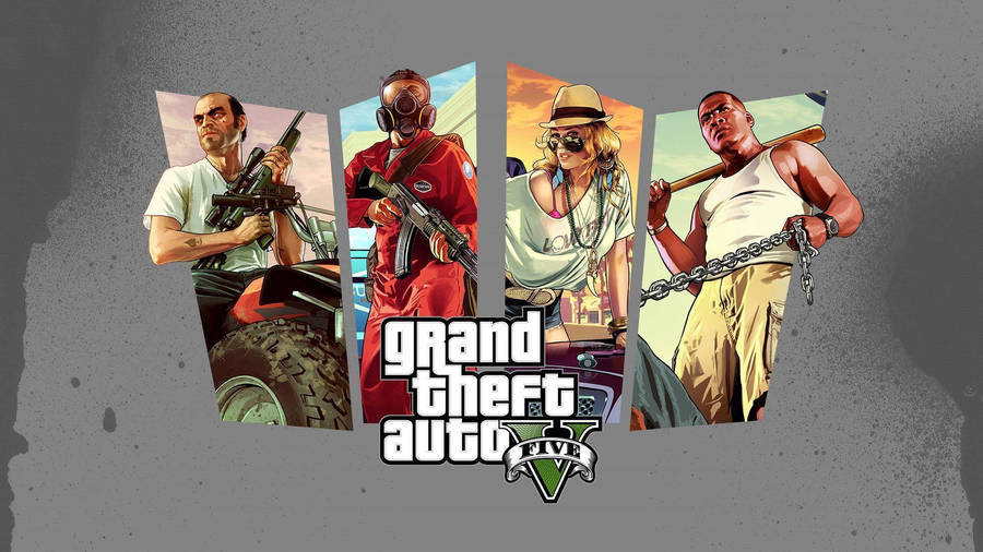 Grand Theft Auto V Characters Against Gray Background Wallpaper
