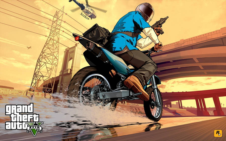 Grand Theft Auto V Motorcycle Chased Wallpaper