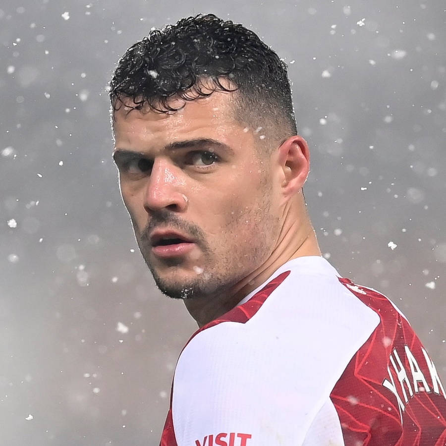 Granit Xhaka In Snow Wallpaper