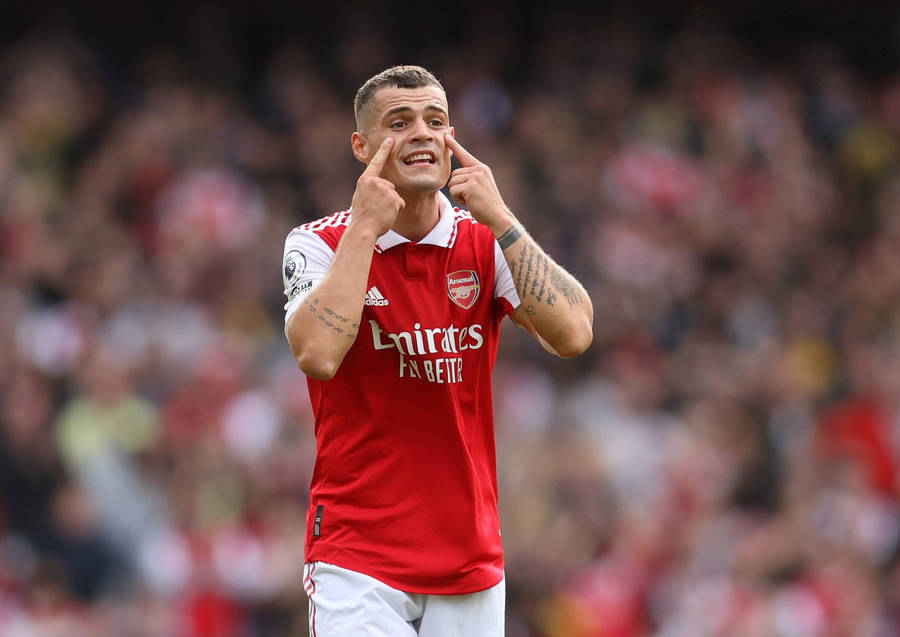 Granit Xhaka Points Eyes Wallpaper