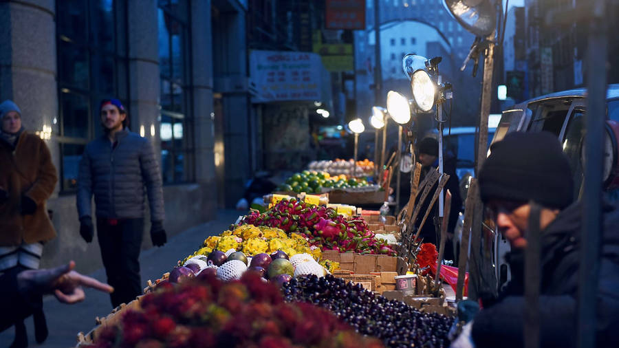 Grapes And Berries Market Wallpaper