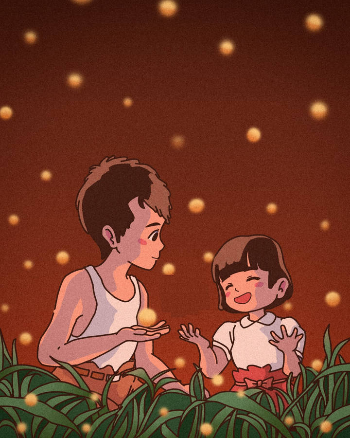 Grave Of The Fireflies Happy Siblings Wallpaper