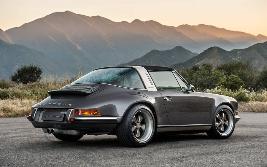 Gray Singer Porsche Rear Wallpaper