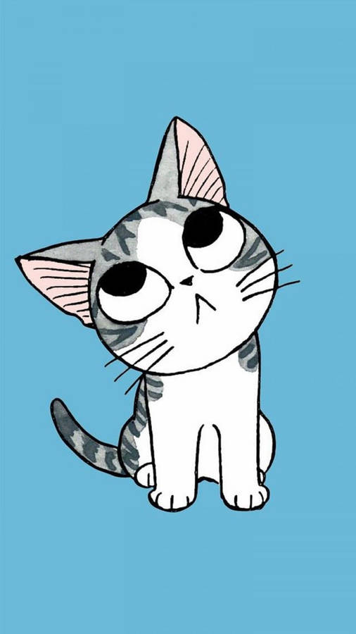 Gray Striped Cartoon Cat Wallpaper