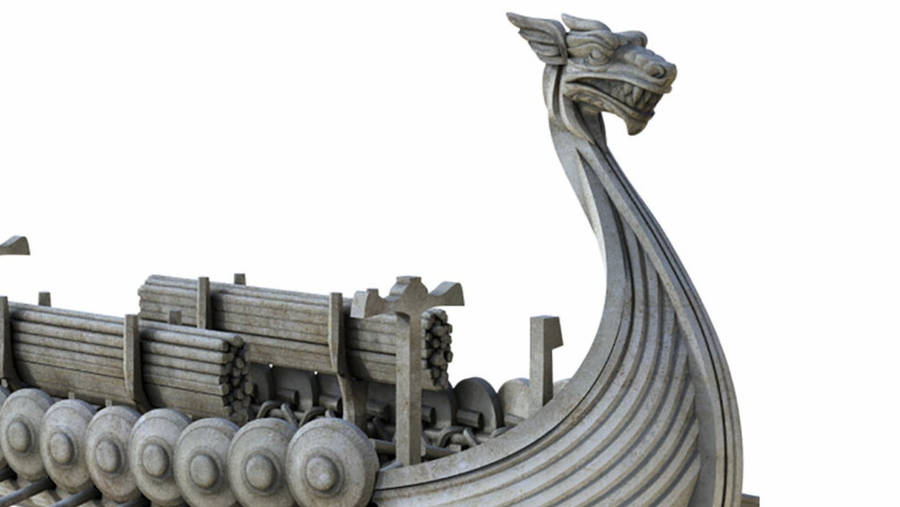 Gray Viking Ship Stone Wallpaper