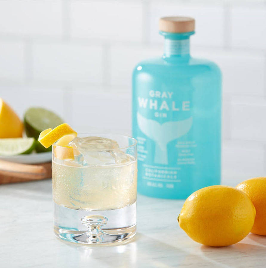 Gray Whale Gin Lemon And Bottle Wallpaper