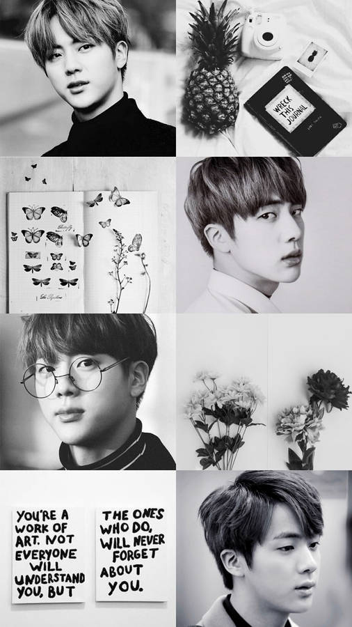 Grayscale Bts Jin Aesthetic Wallpaper