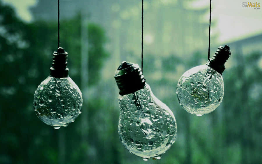 Green Aesthetic Desktop Light Bulbs Wallpaper