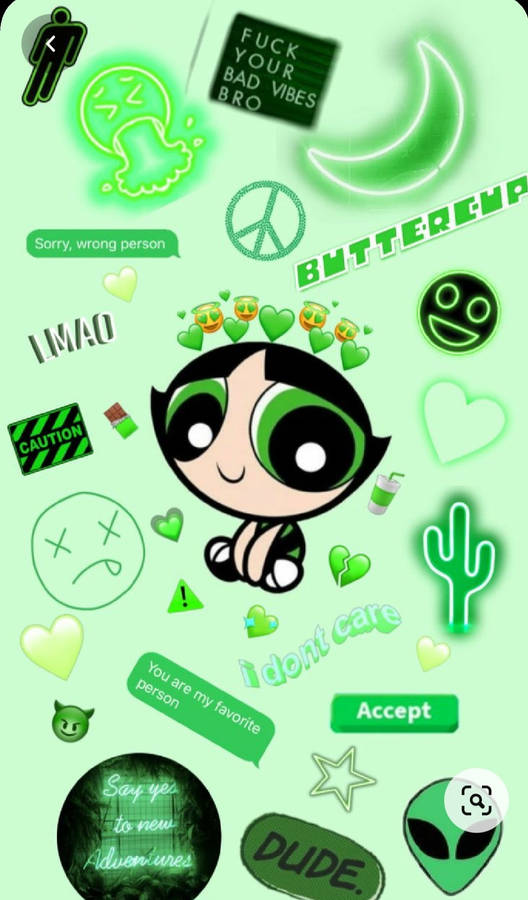 Green Aesthetic Powerpuff Girls Buttercup Wallpaper