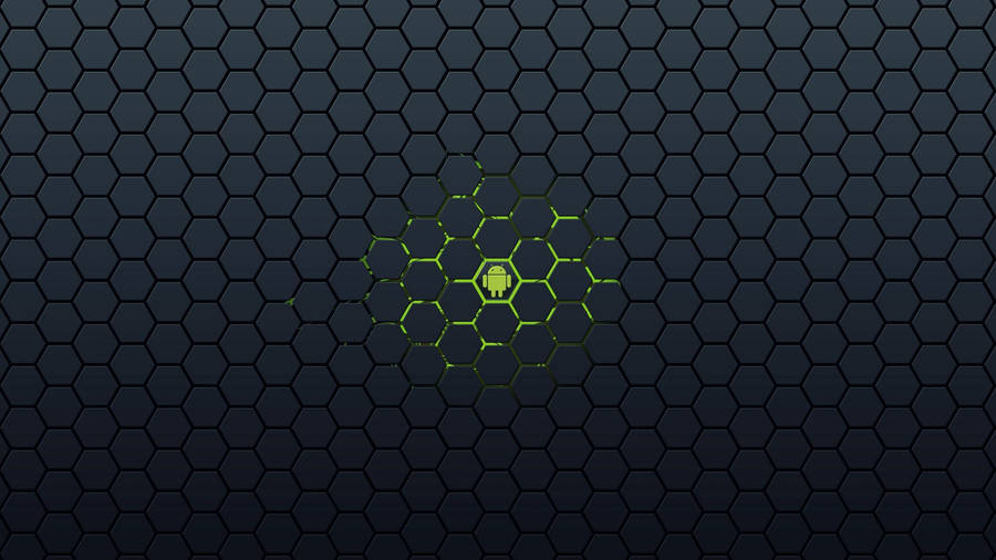 Green Android Black Hexagons Wallpaper