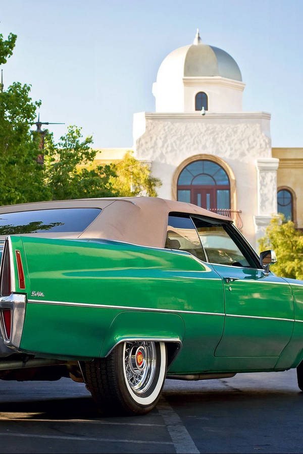 Green Cadillac At Church From Iphone Wallpaper