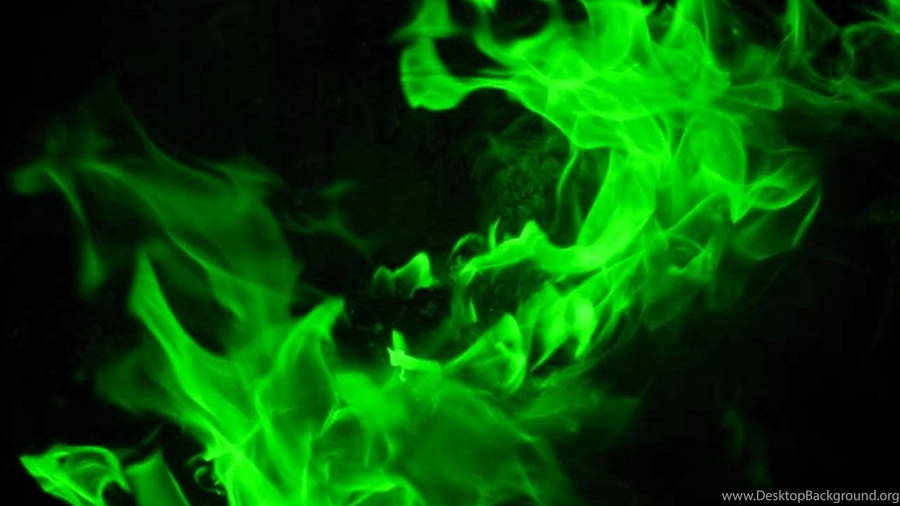 Green Fire On Black Wallpaper