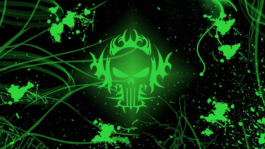 Green Fire Skull Logo Wallpaper