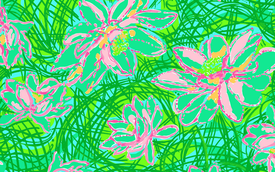 Green Floral Lilly Pulitzer Desktop Wallpaper